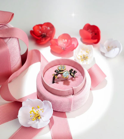 14K Solid Gold Moonstone Toi Et Moi Ring