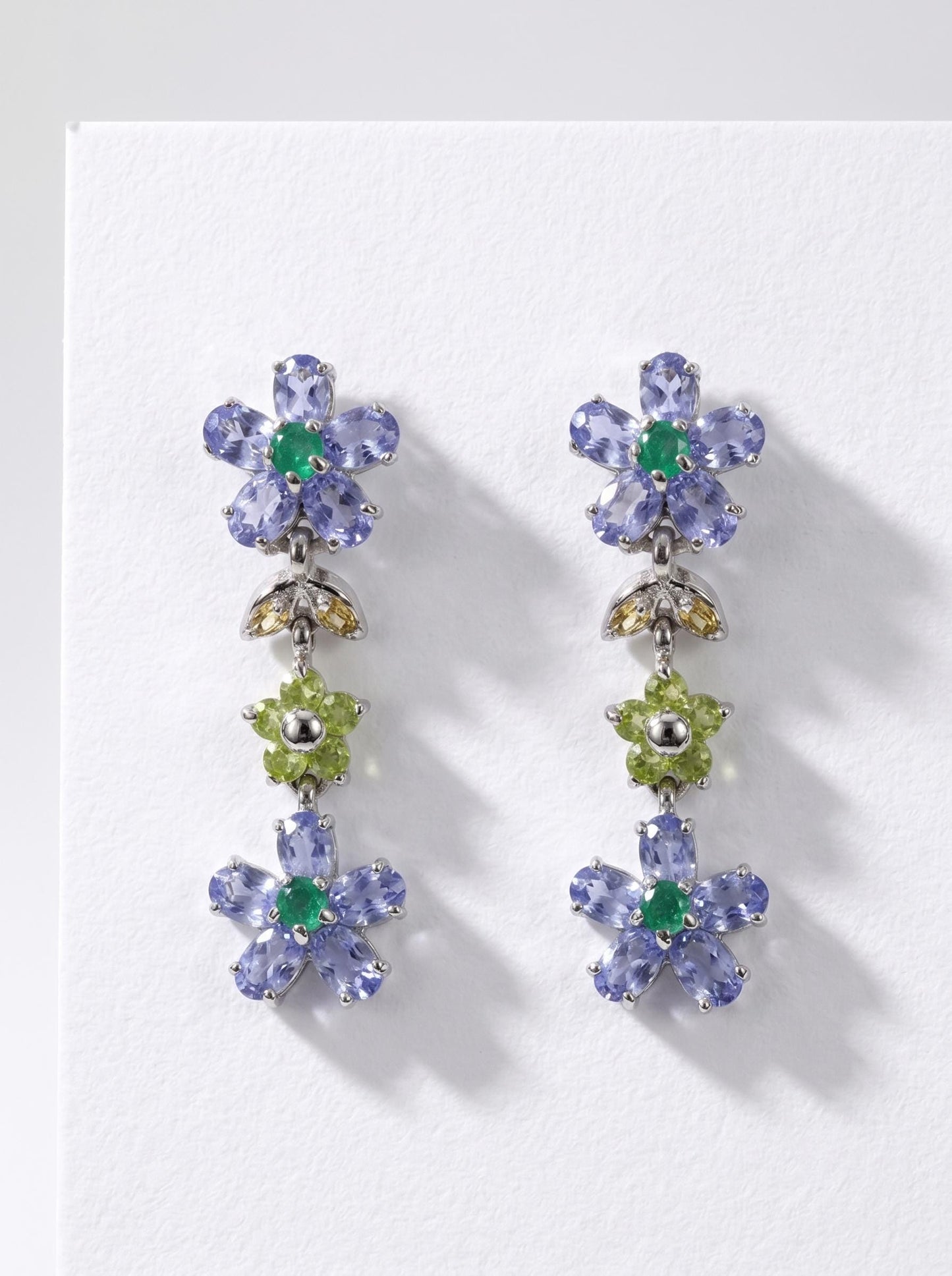 925 silver blue tanzanite gemstone flower earrings, floral handmade jewelry