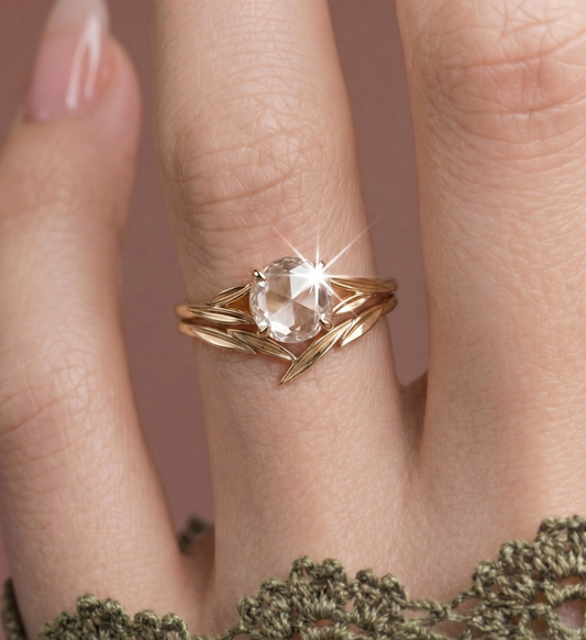 14K Gold Diamond Engagement Ring Set