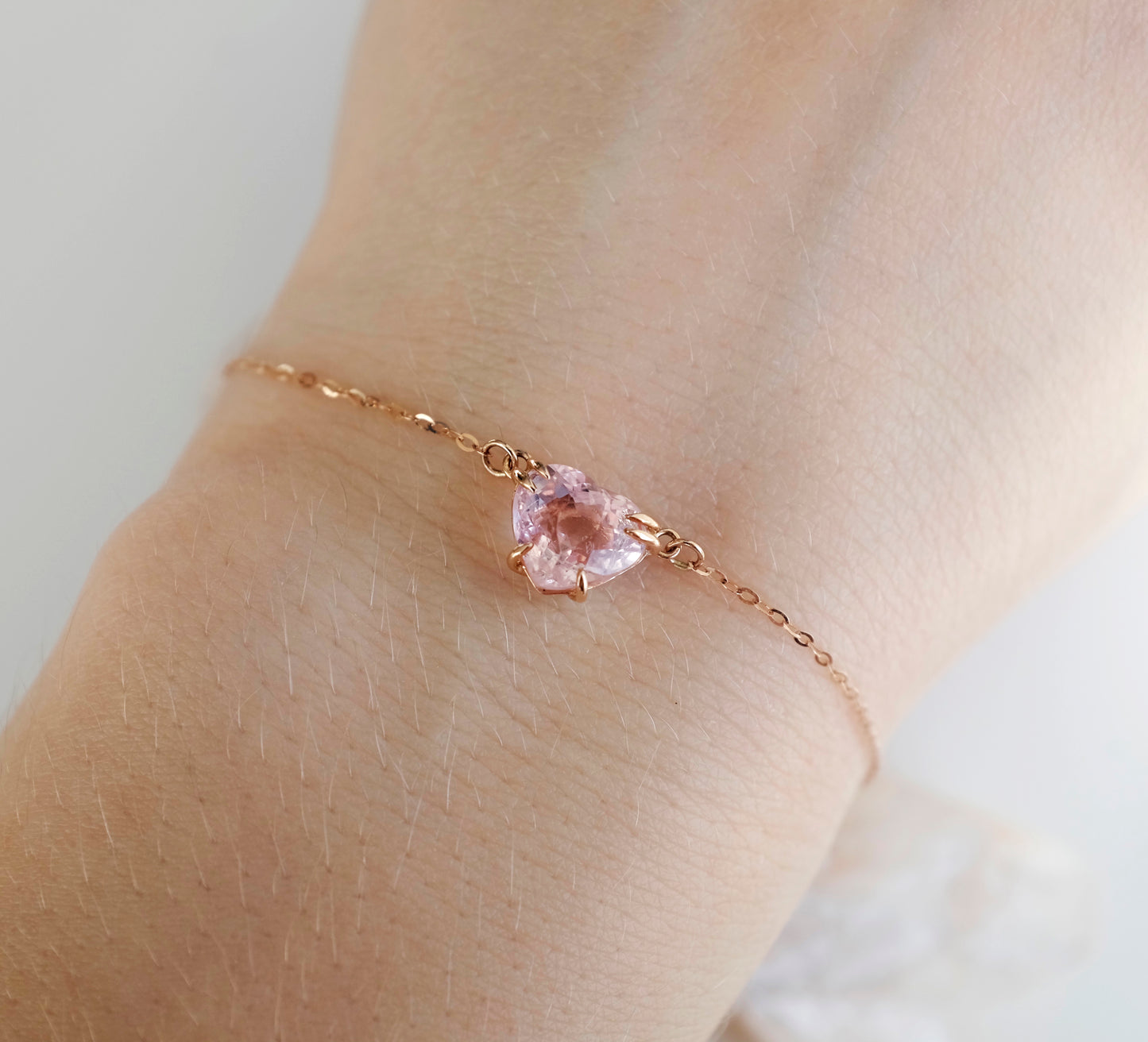 14K Gold Lab Pink Sapphire Heart Necklace