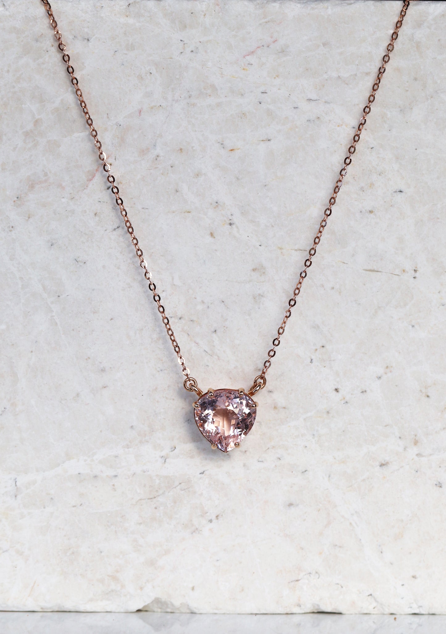 14K Gold Lab Pink Sapphire Heart Necklace