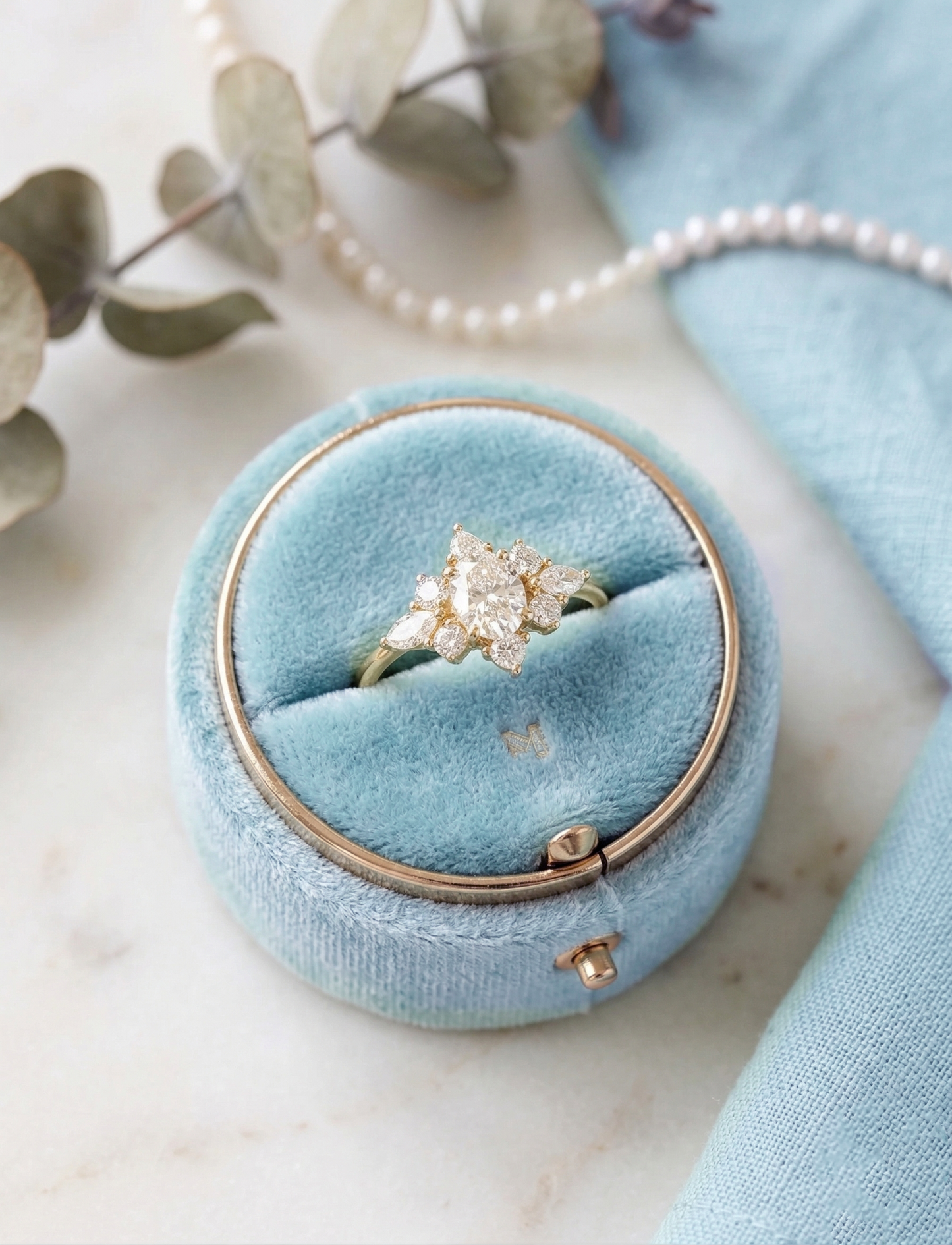 14K Gold Oval Diamond Ring