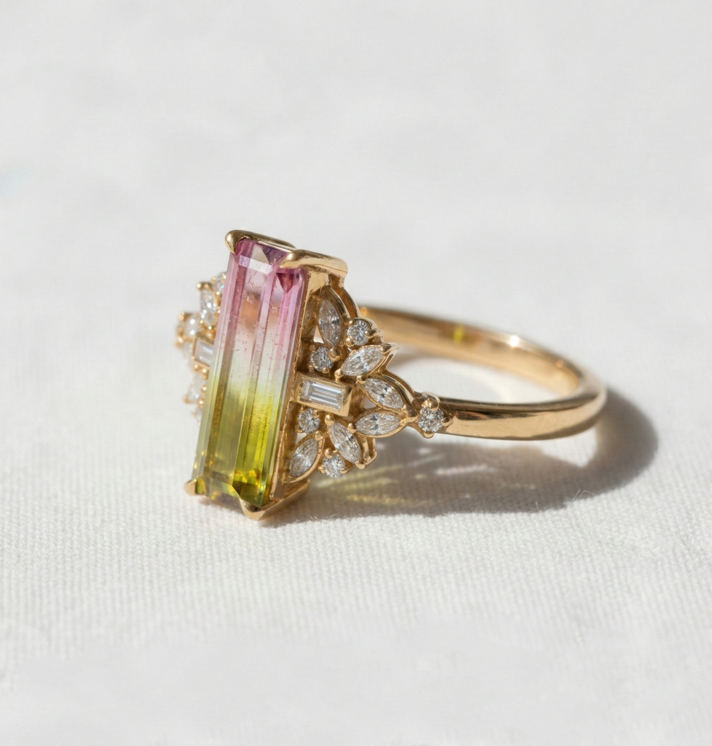 14K Gold Watermelon Tourmaline Ring