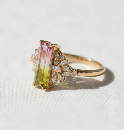 14K Gold Watermelon Tourmaline Ring