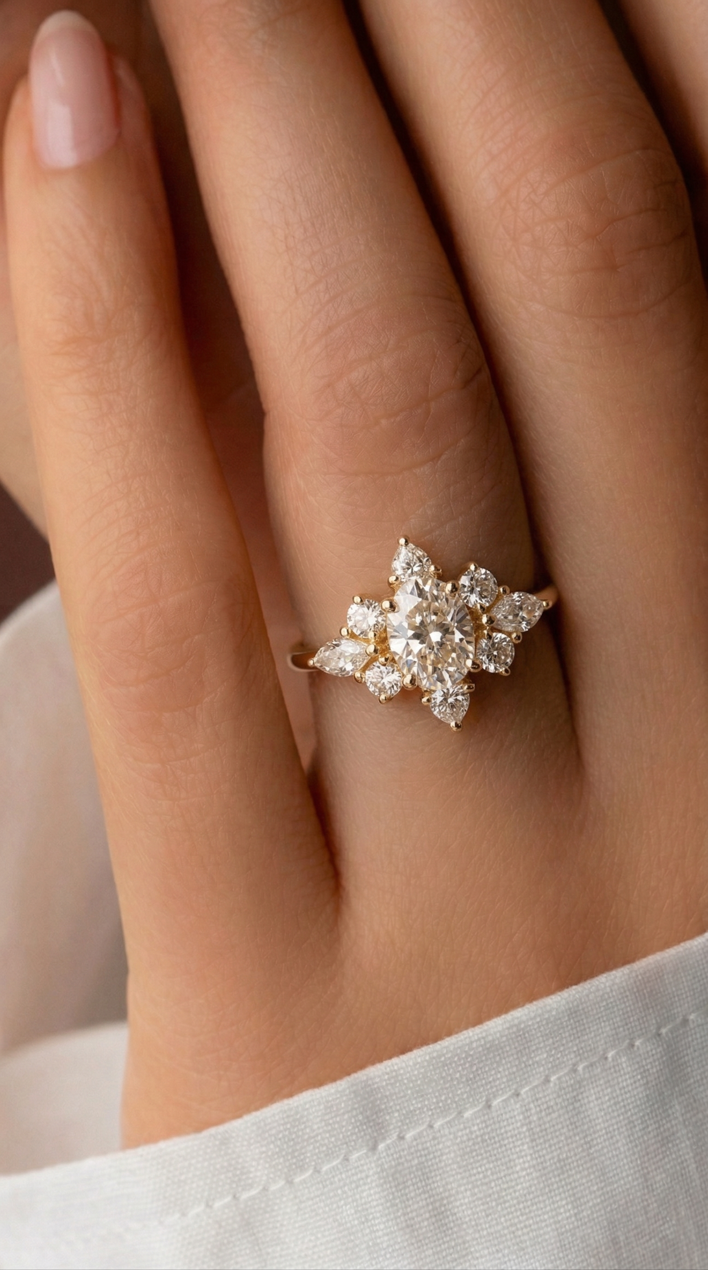 14K Gold Oval Diamond Ring