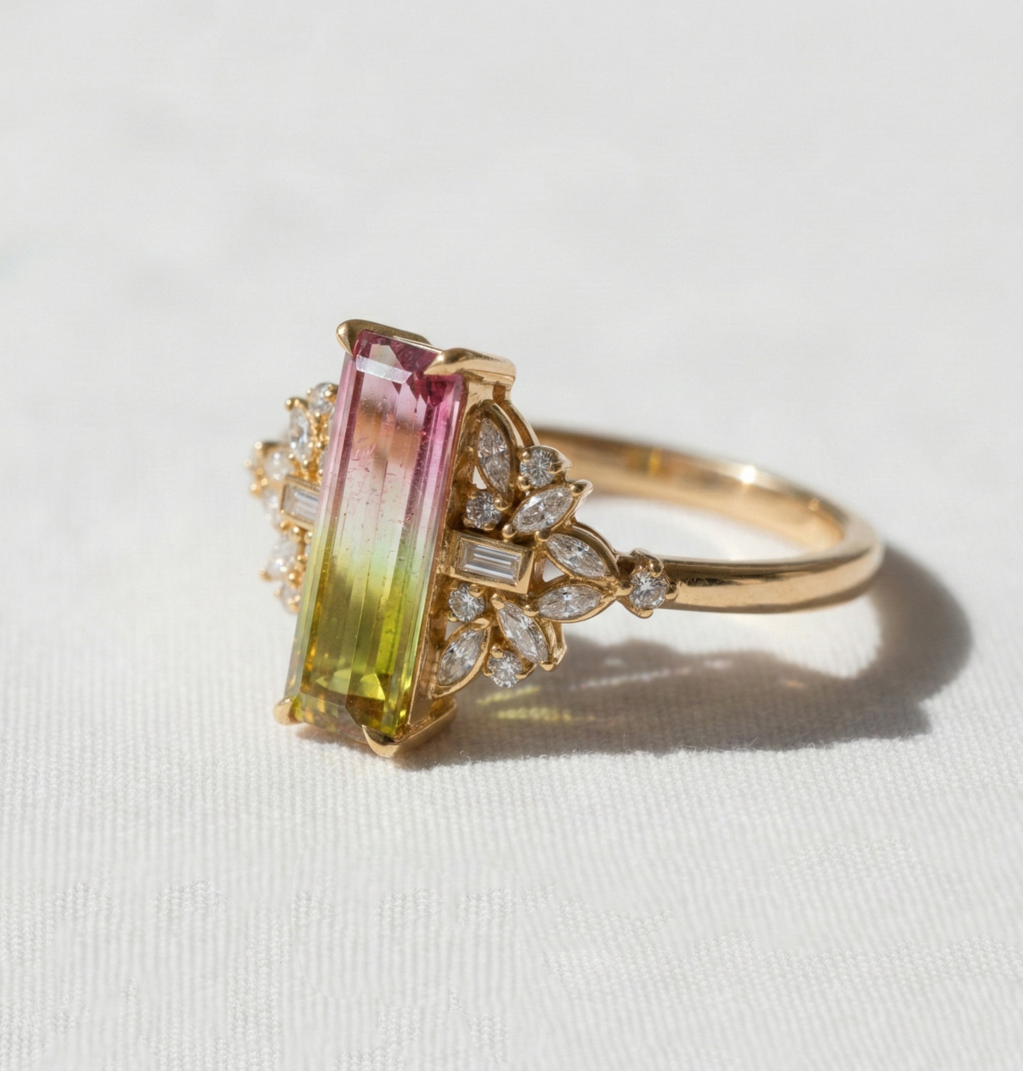 14K Gold Watermelon Tourmaline Ring