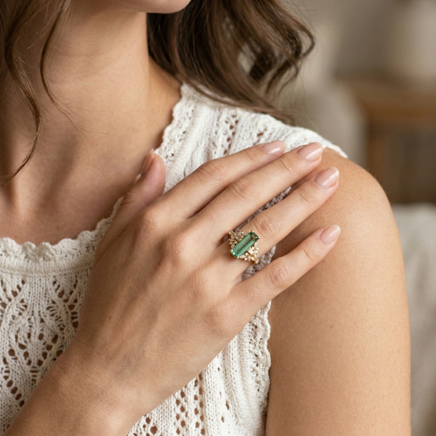 14K Gold Green Tourmaline Ring