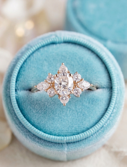 14K Gold Oval Diamond Ring