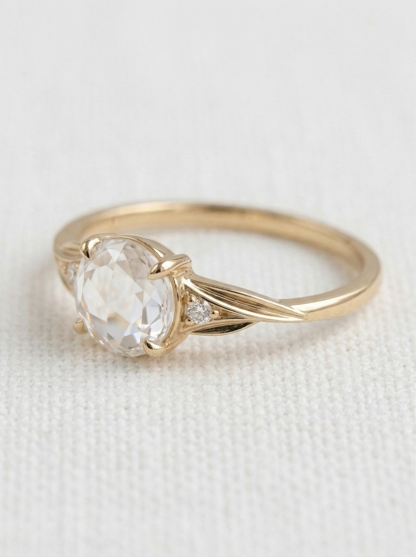 14K Gold Rose Cut Diamond Engagement Ring