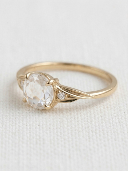 14K Gold Rose Cut Diamond Engagement Ring
