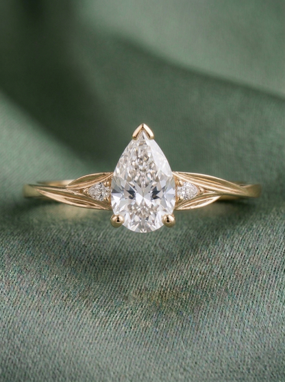 14K Gold Pear Diamond Engagement Ring
