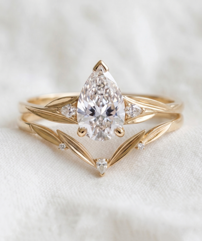 14K Gold Pear Diamond Engagement Ring