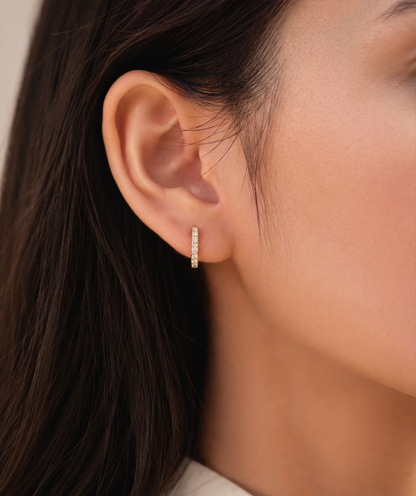 14K Gold Diamond Hoop Earrings