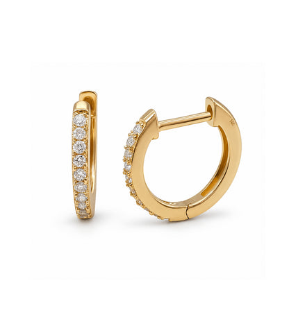 14K Gold Diamond Hoop Earrings