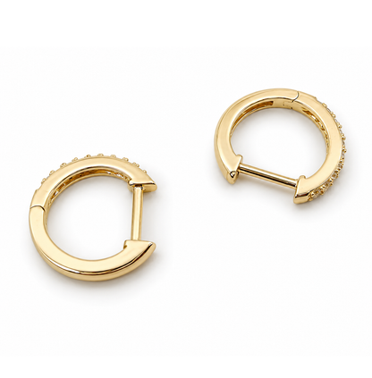 14K Gold Diamond Hoop Earrings