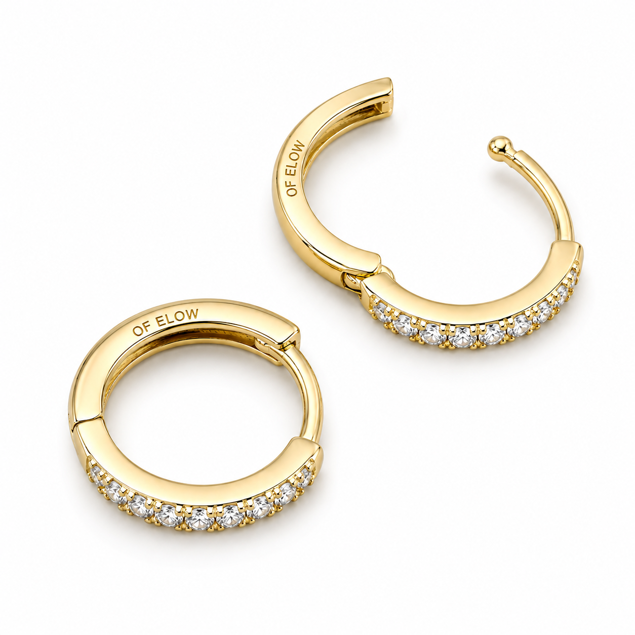 14K Gold Diamond Hoop Earrings