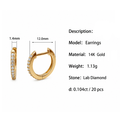 14K Gold Diamond Hoop Earrings