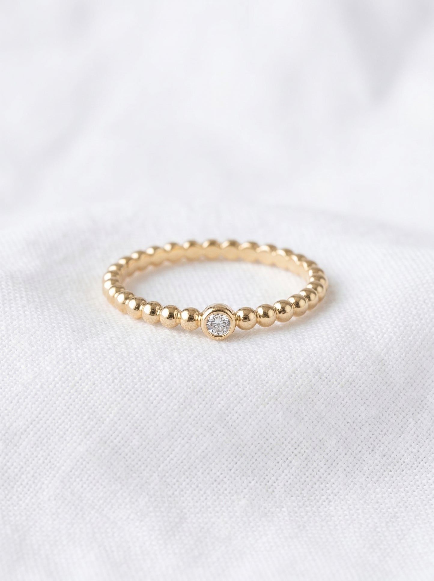 14K Gold Ball Diamond Ring