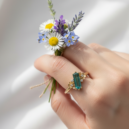 14K Gold Baguette Tourmaline Ring