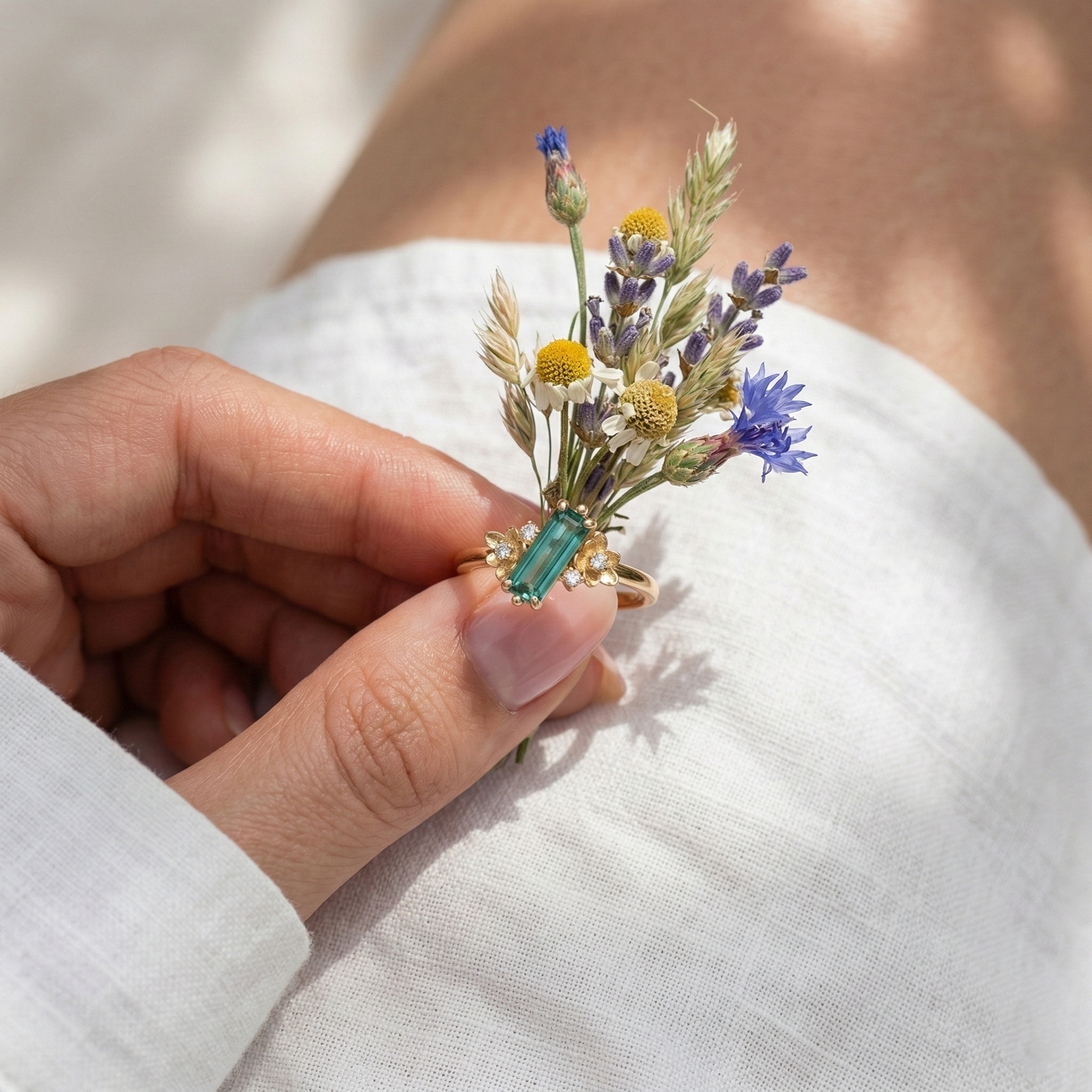 14K Gold Baguette Tourmaline Ring