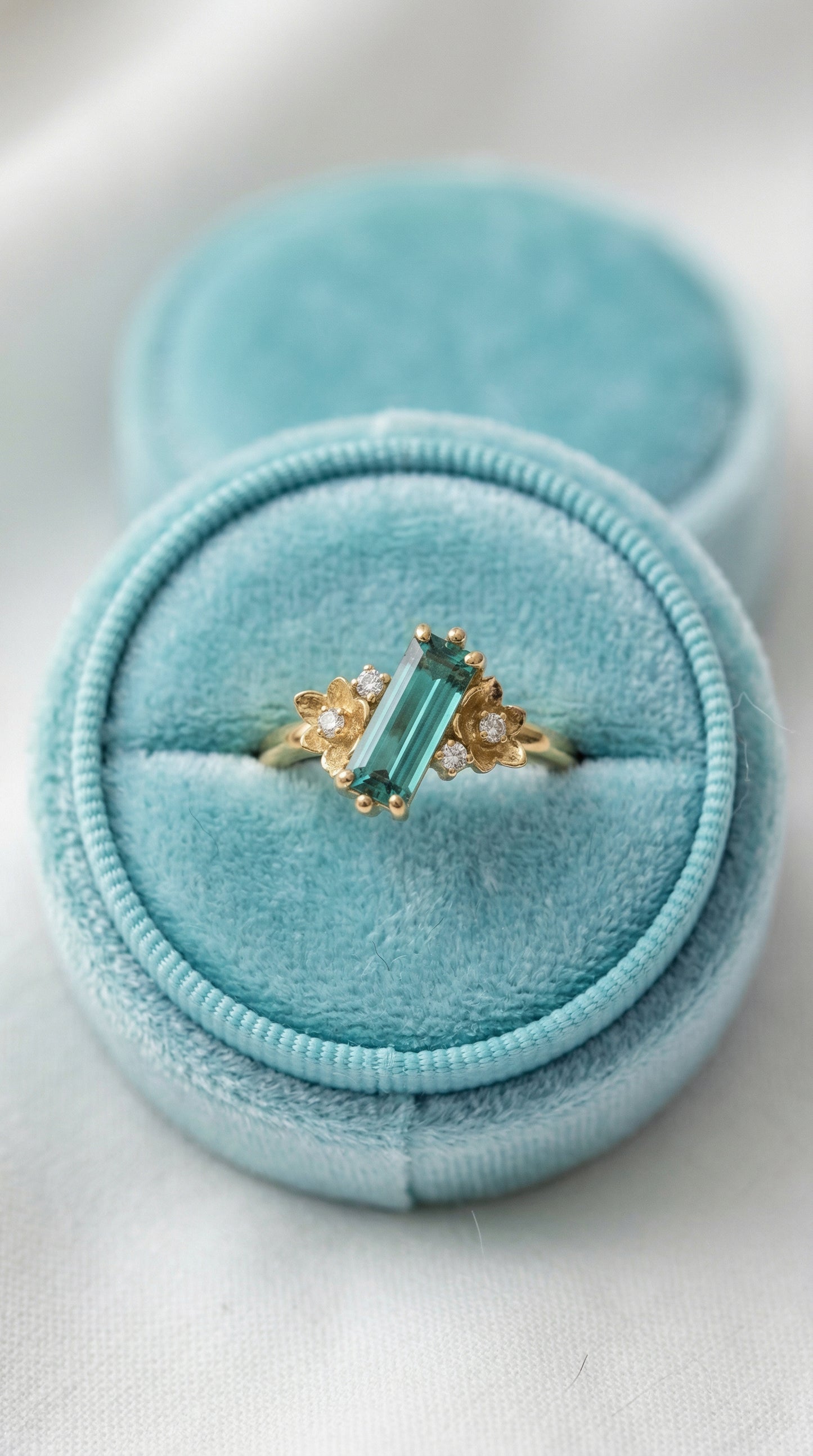 14K Gold Baguette Tourmaline Ring
