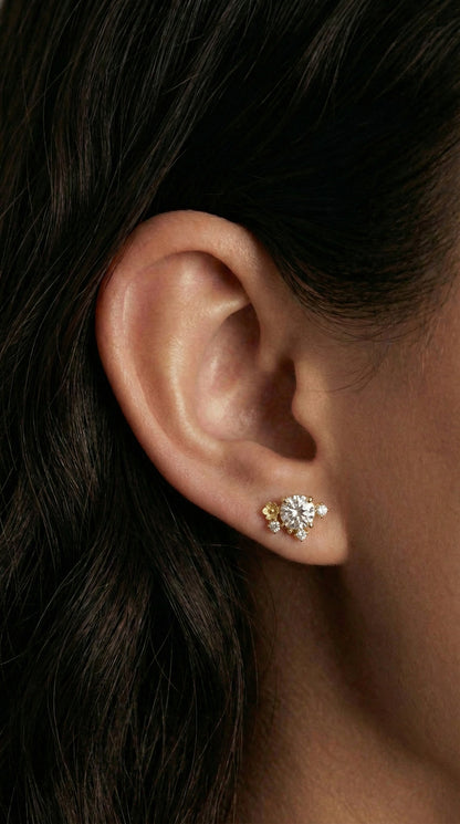 14K Gold Diamond Bloom Stud Earrings