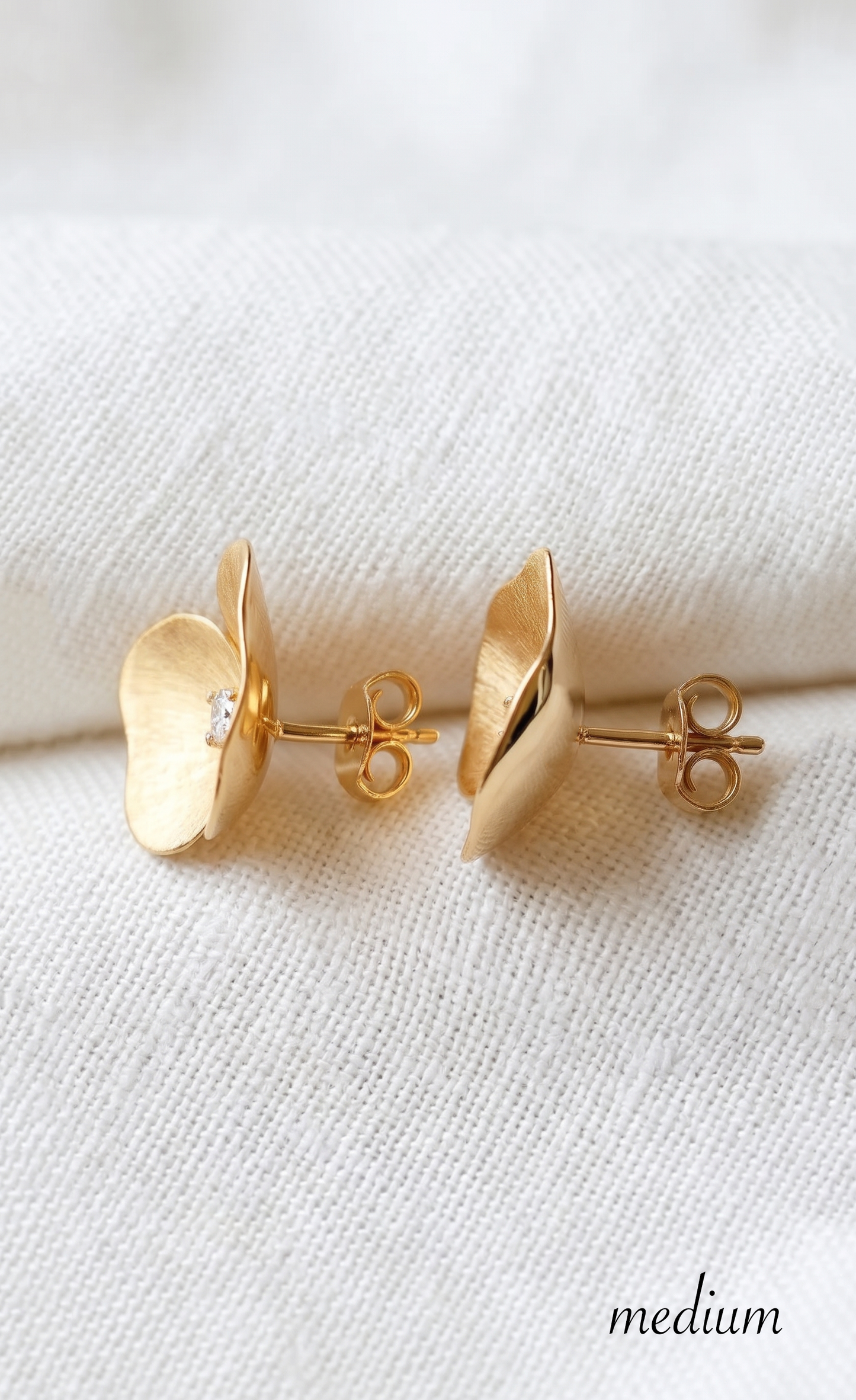 14K Gold Diamond Flower Stud Earrings