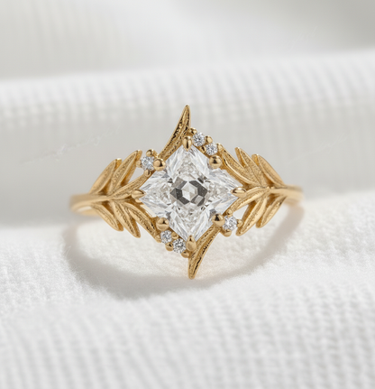 14K Gold Nature Princess Diamond Ring