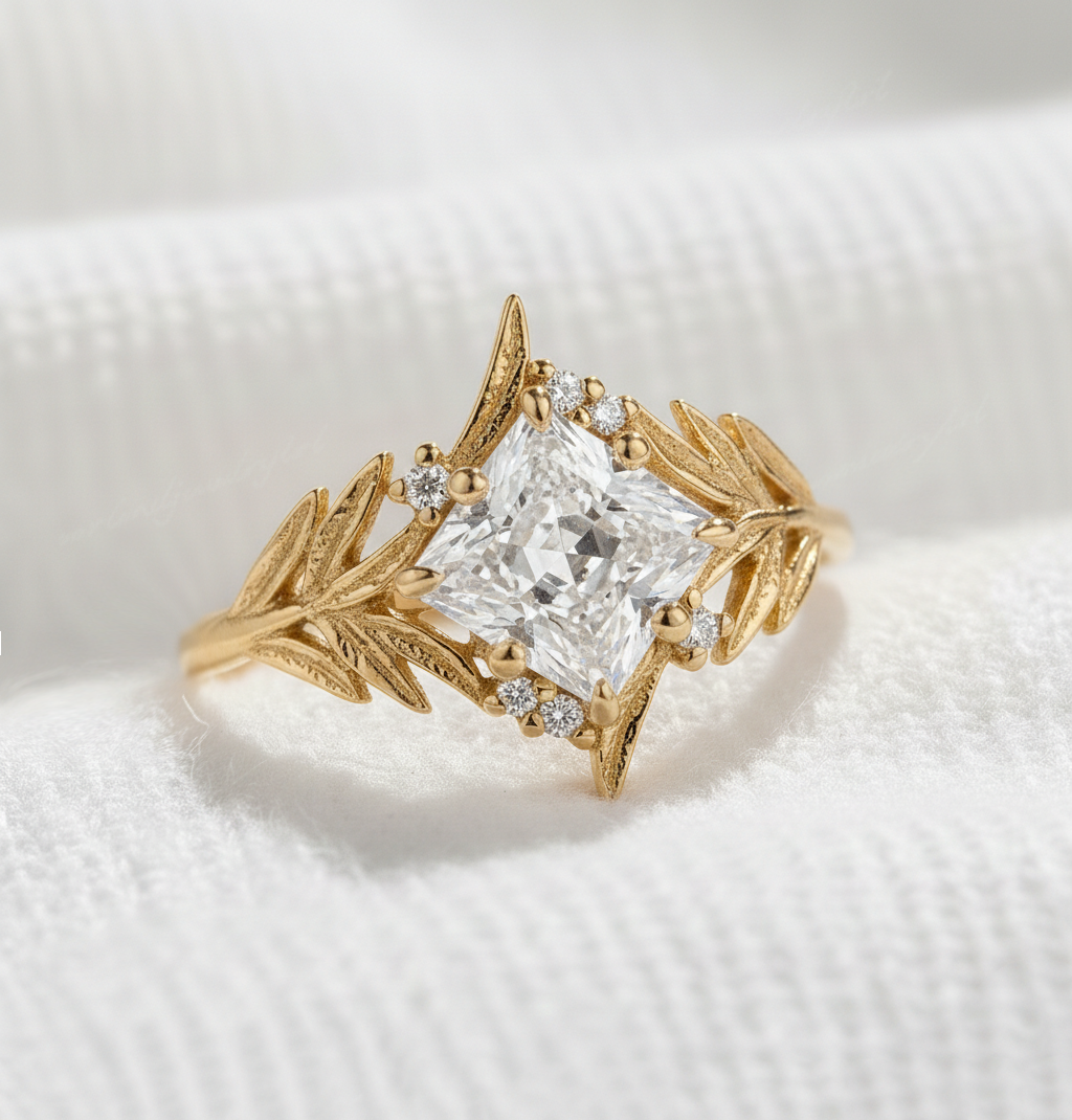 14K Gold Nature Princess Diamond Ring