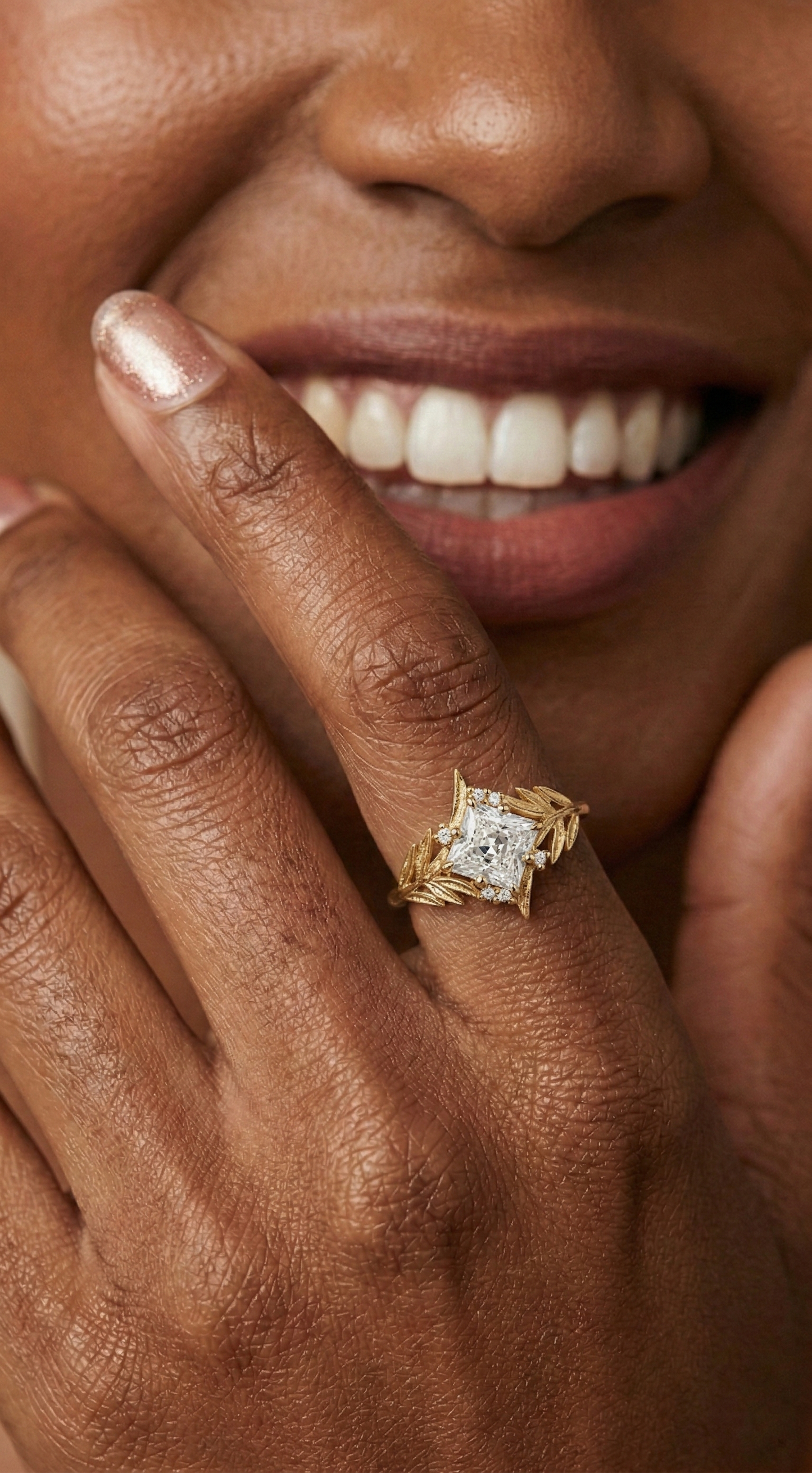 14K Gold Nature Princess Diamond Ring