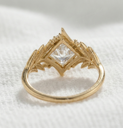 14K Gold Nature Princess Diamond Ring