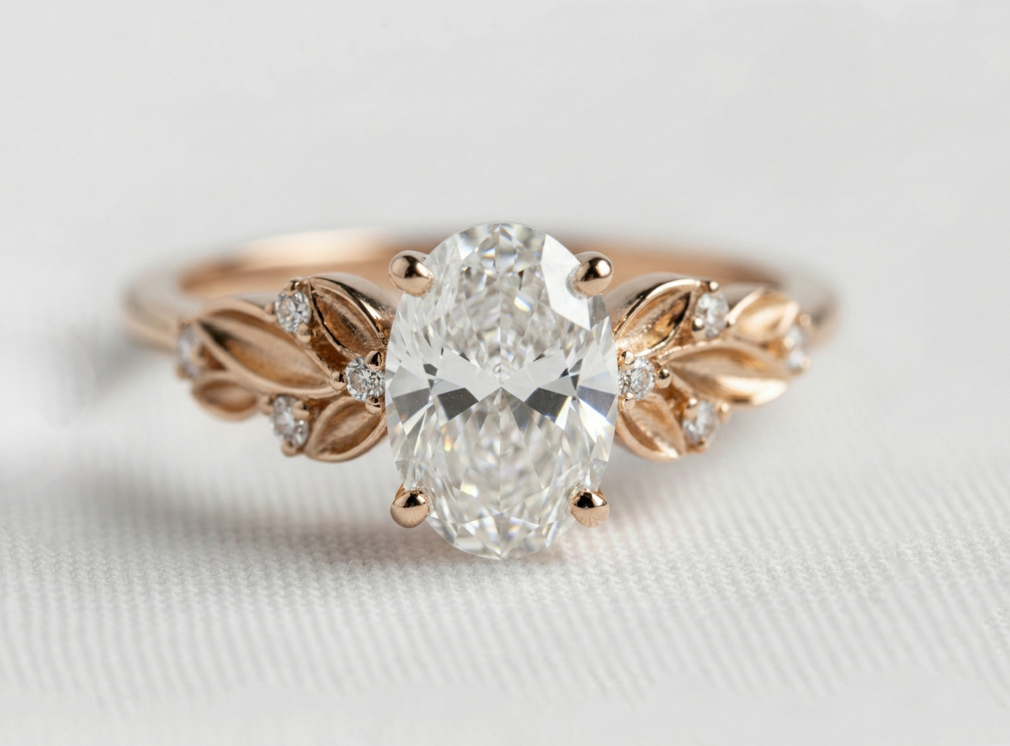 14K Gold Nature Oval Diamond Ring