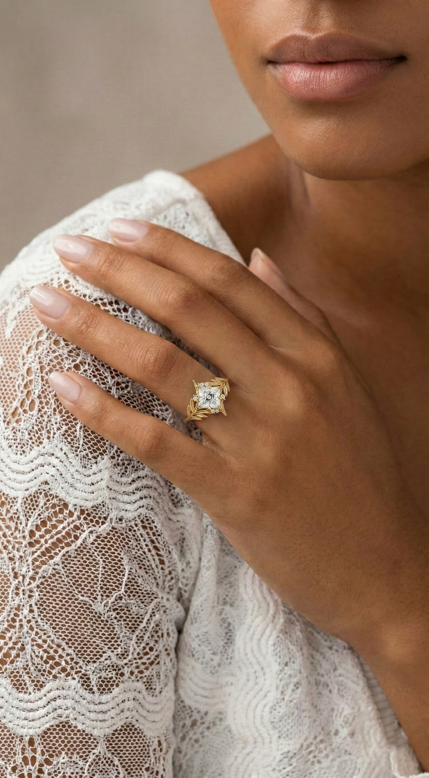 14K Gold Nature Princess Diamond Ring