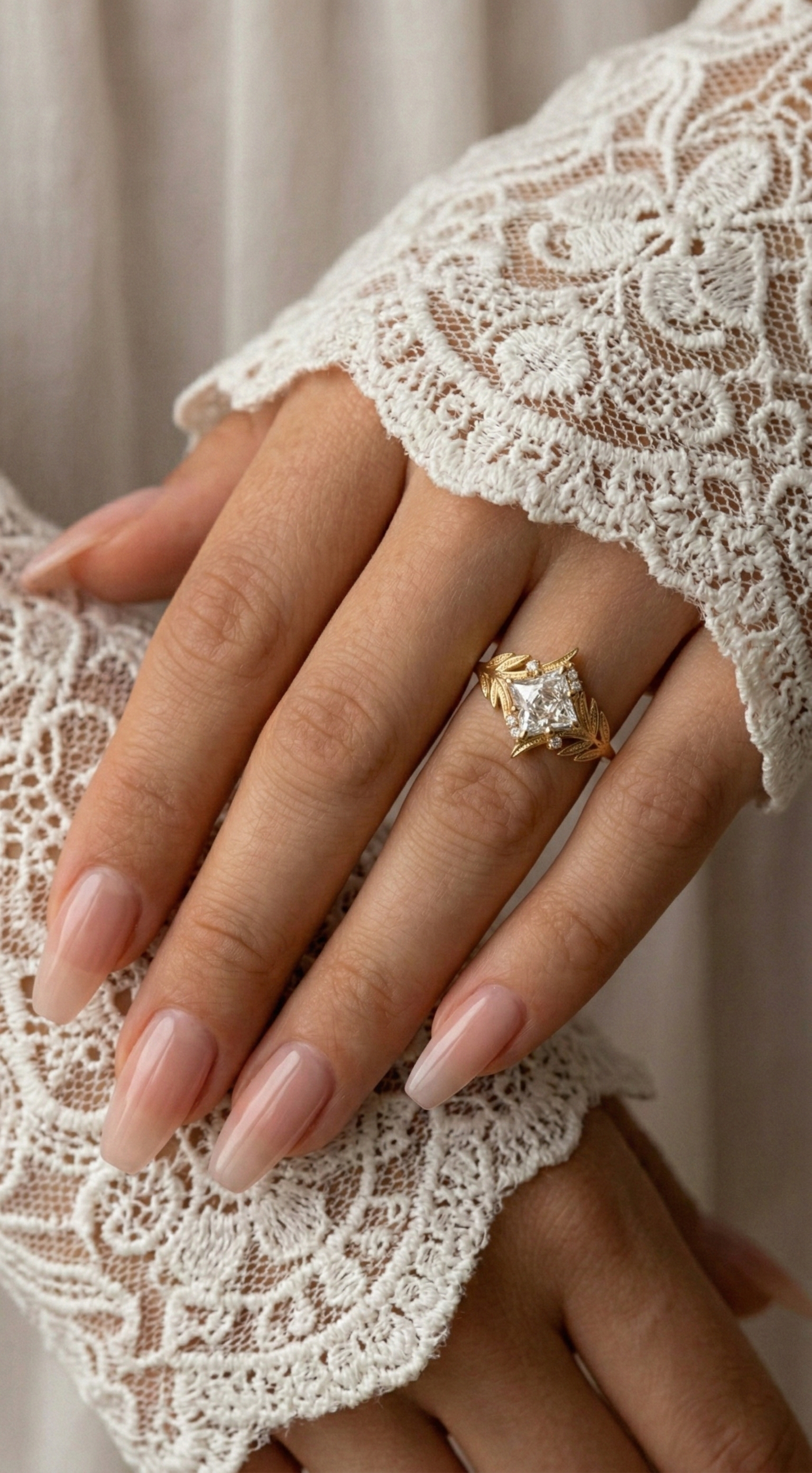 14K Gold Nature Princess Diamond Ring