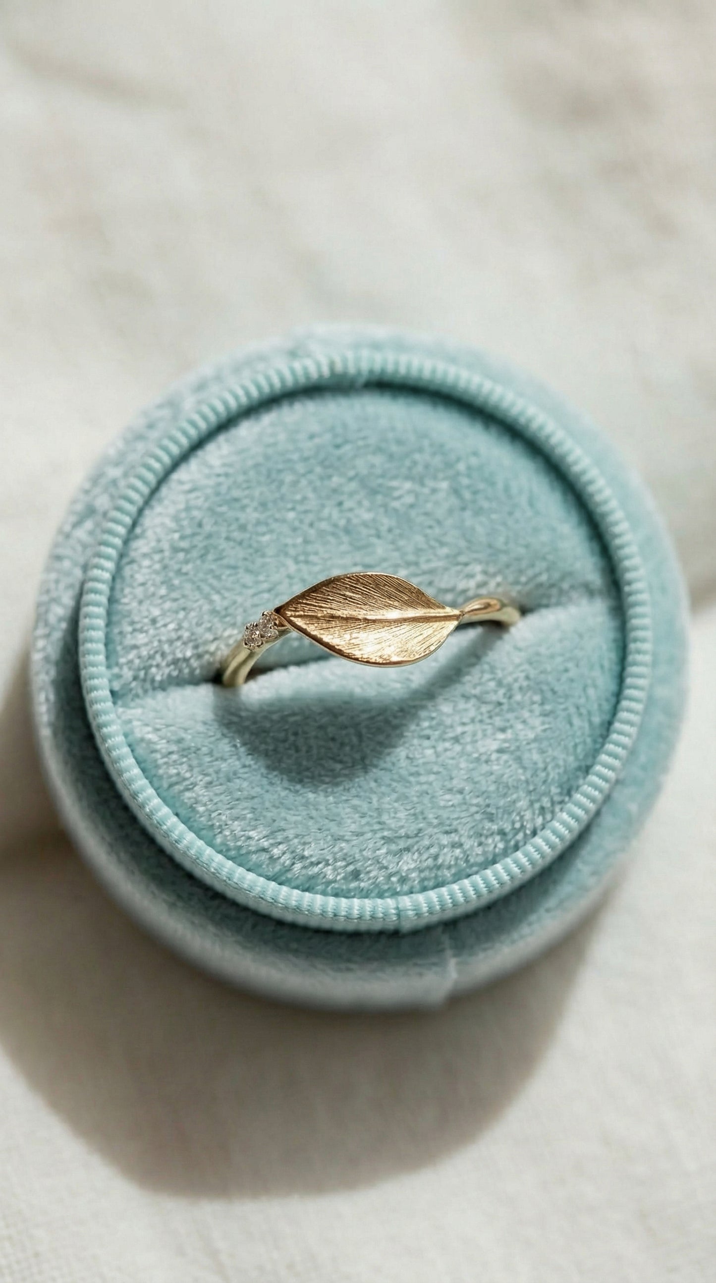14K Gold Leaf Diamond Ring