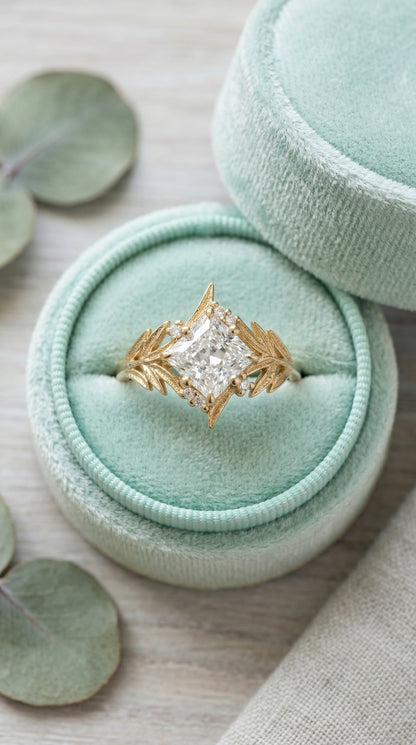 14K Gold Nature Princess Diamond Ring