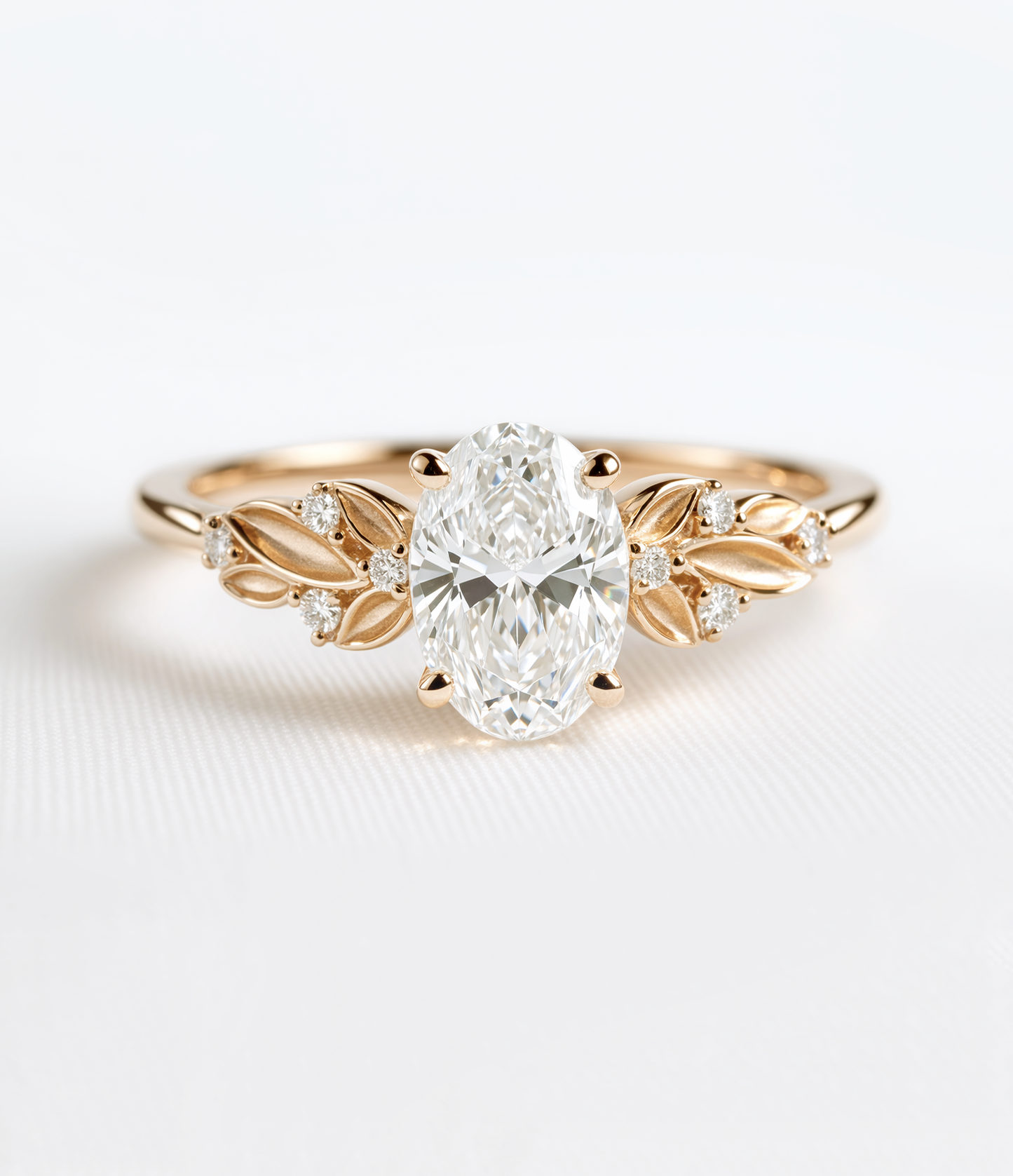 14K Gold Nature Oval Diamond Ring