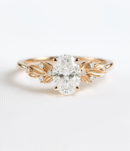 14K Gold Nature Oval Diamond Ring