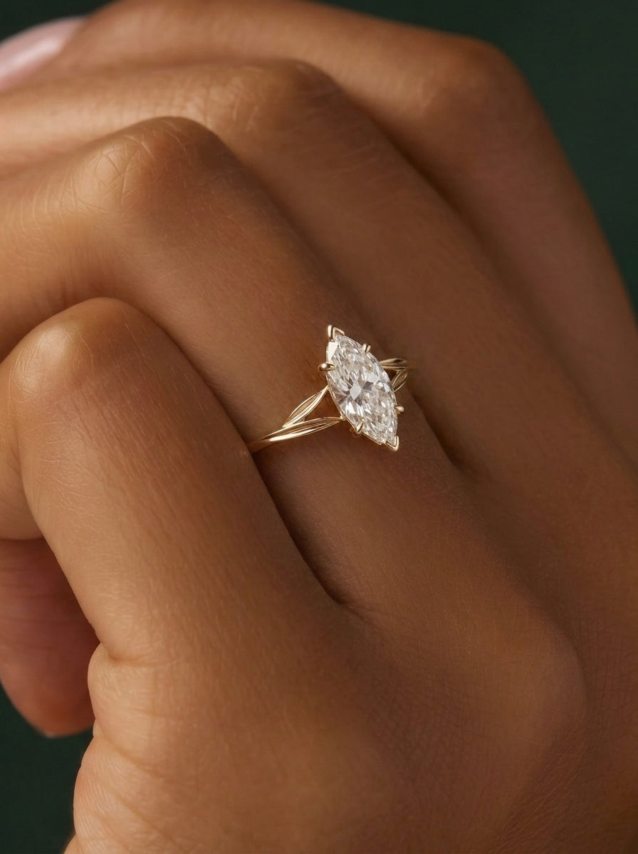 14K Gold Marquise Diamond Ring