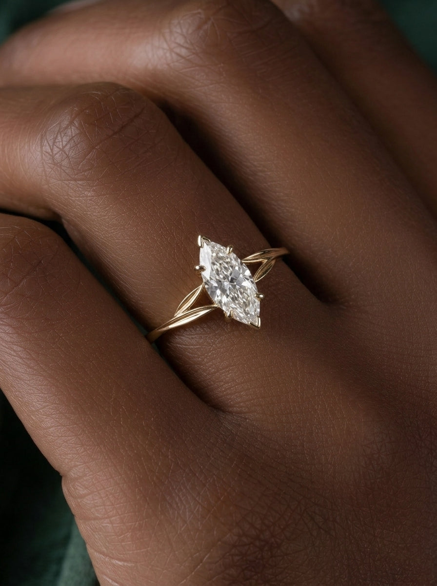 14K Gold Marquise Diamond Ring