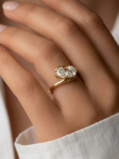14K Gold Toi Et Moi Pear Diamond Ring
