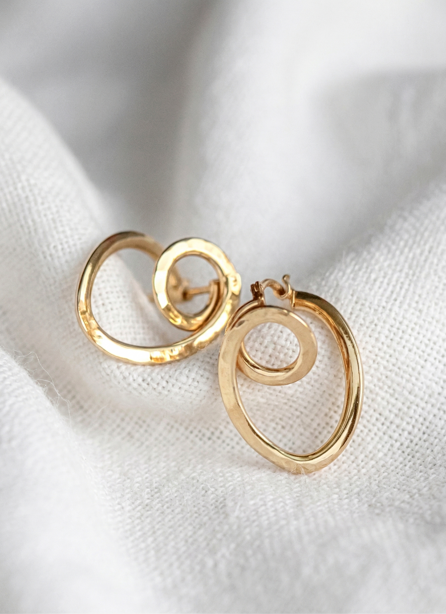14K Gold Swirl Hoop Earrings