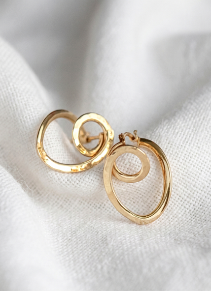 14K Gold Swirl Hoop Earrings