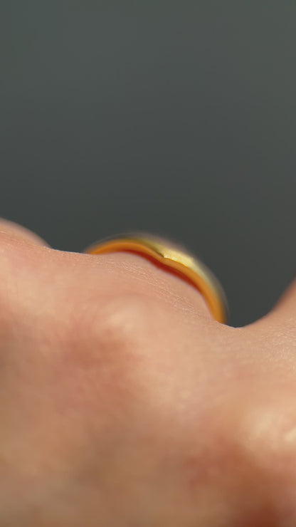 18K solid gold chevron v shape brushed ring