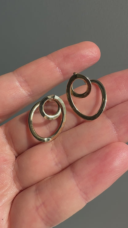 14K Gold Swirl Hoop Earrings