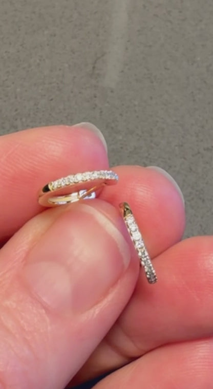 14K Gold Diamond Hoop Earrings