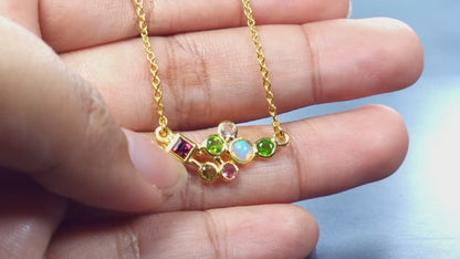 925 silver cluster colorful necklace