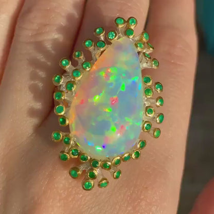 925 Sterling Silver Fire Opal Statement Ring