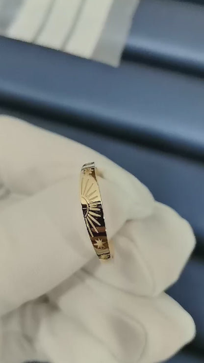 14K Gold Sunrise & Stars Ring