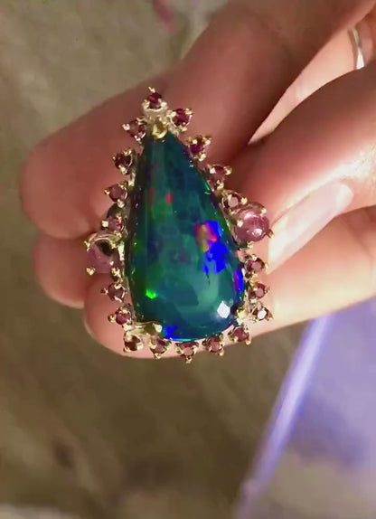 925 Sterling Silver Black Opal Ring